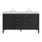 Myrrin 60IN Double Vanity Carbon Oak w/ 3 CM Lime Delight Silestone Top