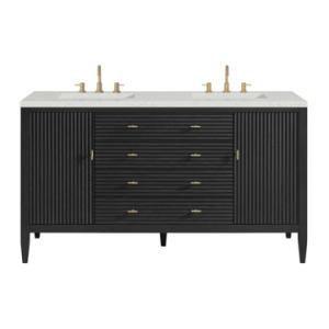 Myrrin 60IN Double Vanity Carbon Oak w/ 3 CM Lime Delight Silestone Top
