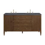 Myrrin 60IN Double Vanity Mid Century Walnut w/ 3 CM Charcoal Soapstone Silestone Top