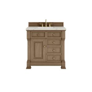 Brookfield 36IN Single Vanity Pecan w/ 3 CM Victorian Silver Silestone Top