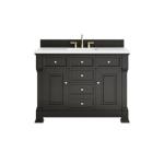 Brookfield 48IN Single Vanity Black Onyx w/ 3 CM White Zeus Silestone Top