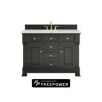 Brookfield 48IN Single Vanity Black Onyx w/ 3 CM Ethereal Noctis Silestone Top w/ Faucet Plate