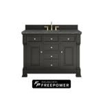 Brookfield 48IN Single Vanity Black Onyx w/ 3 CM Parisien Bleu Silestone Top w/ Faucet Plate