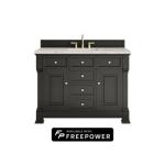 Brookfield 48IN Single Vanity Black Onyx w/ 3 CM Victorian Silver Silestone Top w/ Faucet Plate