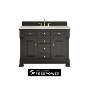 Brookfield 48IN Single Vanity Black Onyx w/ 3 CM Victorian Silver Silestone Top w/ Faucet Plate