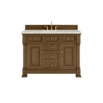 Brookfield 48IN Single Vanity Honey Oak w/ 3 CM Victorian Silver Silestone Top