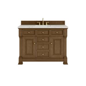 Brookfield 48IN Single Vanity Honey Oak w/ 3 CM Victorian Silver Silestone Top