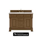 Brookfield 48IN Single Vanity Honey Oak w/ 3 CM Eternal Jasmine Pearl Silestone Top w/ Faucet Plate
