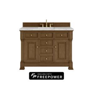 Brookfield 48IN Single Vanity Honey Oak w/ 3 CM Eternal Jasmine Pearl Silestone Top w/ Faucet Plate