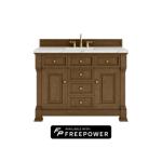 Brookfield 48IN Single Vanity Honey Oak w/ 3 CM Ethereal Noctis Silestone Top w/ Faucet Plate