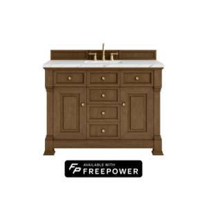 Brookfield 48IN Single Vanity Honey Oak w/ 3 CM Ethereal Noctis Silestone Top w/ Faucet Plate