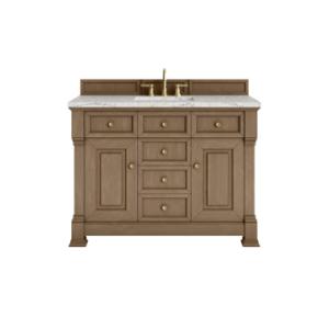 Brookfield 48IN Single Vanity Pecan w/ 3 CM Eternal Jasmine Pearl Silestone Top