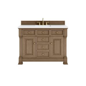 Brookfield 48IN Single Vanity Pecan w/ 3 CM White Zeus Silestone Top