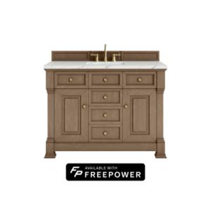 Brookfield 48IN Single Vanity Pecan w/ 3 CM Ethereal Noctis Silestone Top w/ Faucet Plate