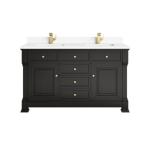 Brookfield 60IN Double Vanity Black Onyx w/ Single Hole 3 CM White Zeus Silestone Top & Backsplash