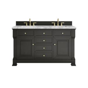 Brookfield 60IN Double Vanity Black Onyx w/ 3 CM Carrara Marble Top