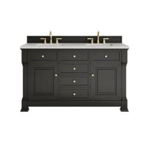 Brookfield 60IN Double Vanity Black Onyx w/ 3 CM Eternal Jasmine Pearl Silestone Top
