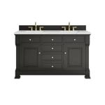 Brookfield 60IN Double Vanity Black Onyx w/ 3 CM Ethereal Noctis Silestone Top