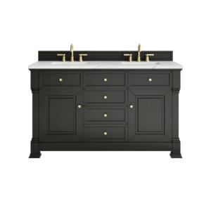 Brookfield 60IN Double Vanity Black Onyx w/ 3 CM Ethereal Noctis Silestone Top