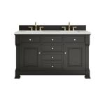 Brookfield 60IN Double Vanity Black Onyx w/ 3 CM Lime Delight Silestone Top