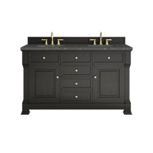 Brookfield 60IN Double Vanity Black Onyx w/ 3 CM Parisien Bleu Silestone Top