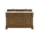 Brookfield 60IN Double Vanity Honey Oak w/ 3 CM Carrara Marble Top