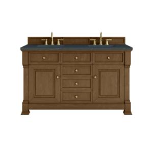 Brookfield 60IN Double Vanity Honey Oak w/ 3 CM Charcoal Soapstone Silestone Top