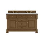 Brookfield 60IN Double Vanity Honey Oak w/ 3 CM Eternal Jasmine Pearl Silestone Top