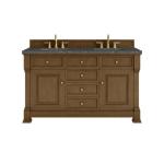 Brookfield 60IN Double Vanity Honey Oak w/ 3 CM Parisien Bleu Silestone Top