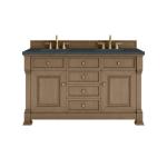Brookfield 60IN Double Vanity Pecan w/ 3 CM Charcoal Soapstone Silestone Top