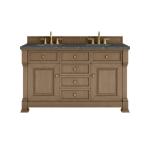 Brookfield 60IN Double Vanity Pecan w/ 3 CM Parisien Bleu Silestone Top