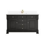 Brookfield 60IN Single Vanity Black Onyx w/ Single Hole 3 CM White Zeus Silestone Top & Backsplash