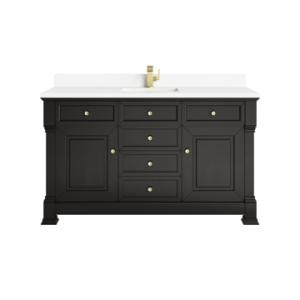 Brookfield 60IN Single Vanity Black Onyx w/ Single Hole 3 CM White Zeus Silestone Top & Backsplash