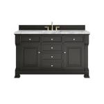 Brookfield 60IN Single Vanity Black Onyx w/ 3 CM Carrara Marble Top