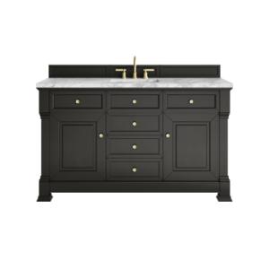 Brookfield 60IN Single Vanity Black Onyx w/ 3 CM Carrara Marble Top