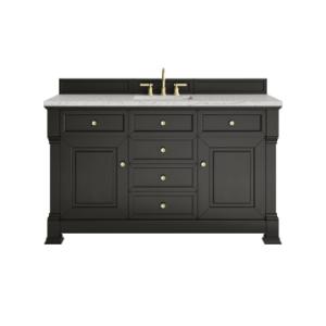 Brookfield 60IN Single Vanity Black Onyx w/ 3 CM Eternal Jasmine Pearl Silestone Top