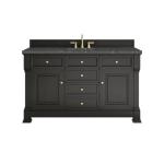 Brookfield 60IN Single Vanity Black Onyx w/ 3 CM Parisien Bleu Silestone Top