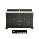Brookfield 60IN Single Vanity Black Onyx w/ 3 CM Ethereal Noctis Silestone Top w/ Faucet Plate