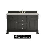 Brookfield 60IN Single Vanity Black Onyx w/ 3 CM Victorian Silver Silestone Top w/ Faucet Plate