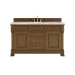 Brookfield 60IN Single Vanity Honey Oak w/ 3 CM Carrara Marble Top