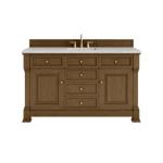 Brookfield 60IN Single Vanity Honey Oak w/ 3 CM Eternal Jasmine Pearl Silestone Top