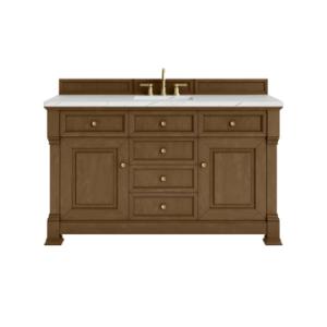Brookfield 60IN Single Vanity Honey Oak w/ 3 CM Ethereal Noctis Silestone Top