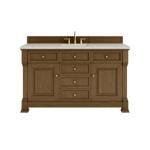 Brookfield 60IN Single Vanity Honey Oak w/ 3 CM Victorian Silver Silestone Top