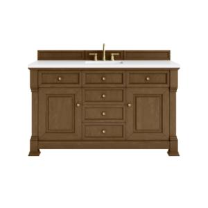 Brookfield 60IN Single Vanity Honey Oak w/ 3 CM White Zeus Silestone Top