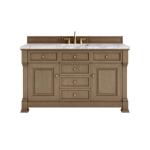 Brookfield 60IN Single Vanity Pecan w/ 3 CM Carrara Marble Top