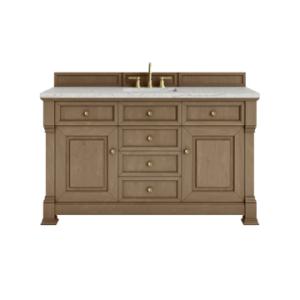 Brookfield 60IN Single Vanity Pecan w/ 3 CM Eternal Jasmine Pearl Silestone Top