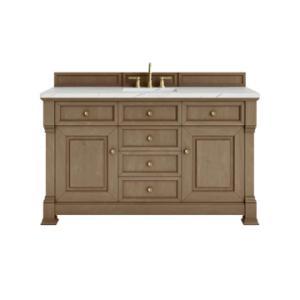 Brookfield 60IN Single Vanity Pecan w/ 3 CM Ethereal Noctis Silestone Top