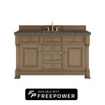 Brookfield 60IN Single Vanity Pecan w/ 3 CM Parisien Bleu Silestone Top w/ Faucet Plate