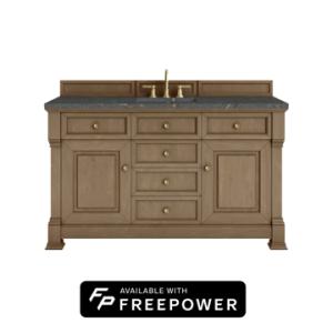 Brookfield 60IN Single Vanity Pecan w/ 3 CM Parisien Bleu Silestone Top w/ Faucet Plate