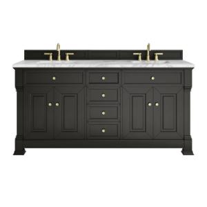 Brookfield 72IN Double Vanity Black Onyx w/ 3 CM Carrara Marble Top